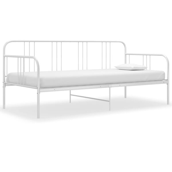 vidaXL Sofa Bed Frame White Metal Single
