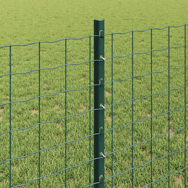 vidaXL Fence Posts Height Adjustable Manual 44 pcs Green 47.2" Steel