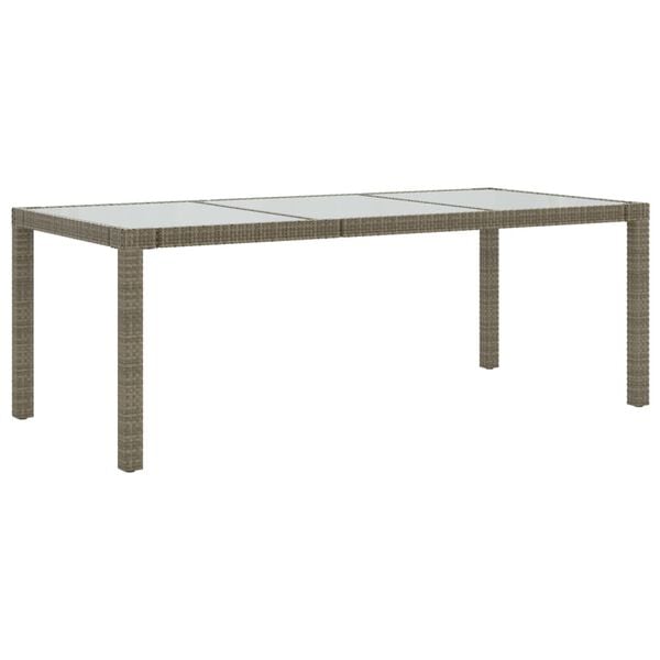 vidaXL Garden Table Grey Poly rattan, powder-coated steel, tempered glass