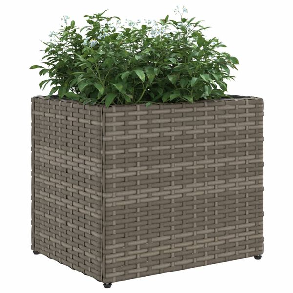vidaXL Garden Planter Set of 2 Grey Powder-coated steel, PE rattan Small