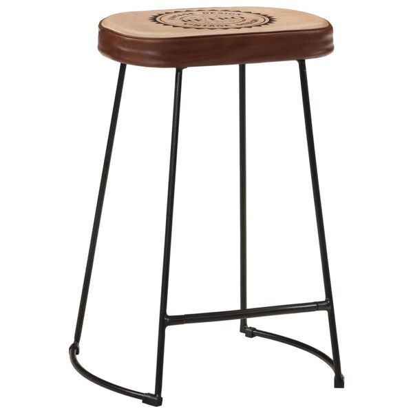 vidaXL Bar Stool Set of 2 Dark Brown Metal Medium Industrial
