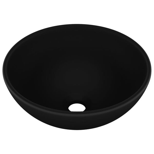vidaXL Luxury Bathroom Basin Round Matt Black 12.8x5.5" Ceramic