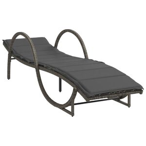 vidaXL Sun Lounger Grey PE rattan 23.6 x 78.3 x 16.5 in