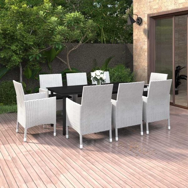 vidaXL Garden Dining Set White, Black