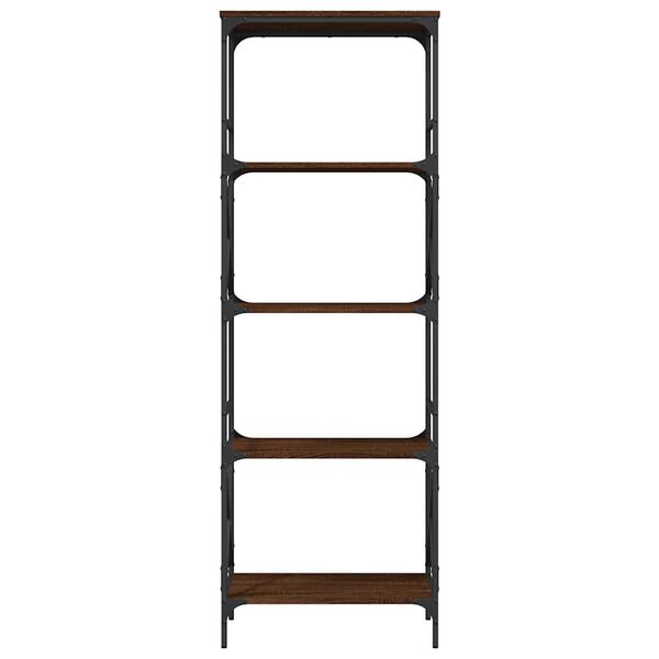 vidaXL Bookcase Brown Oak Engineered Wood and Metal Medium Bookcase