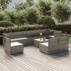 vidaXL Garden Lounge Set Grey PE rattan, powder-coated steel, polyester, PVC