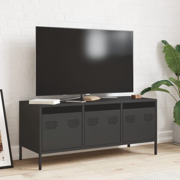 vidaXL TV Cabinet Black Cold-rolled steel Medium TV Cabinet