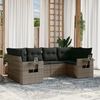 vidaXL Garden Sofa Set Grey PE Rattan, Powder-Coated Steel, Polyester