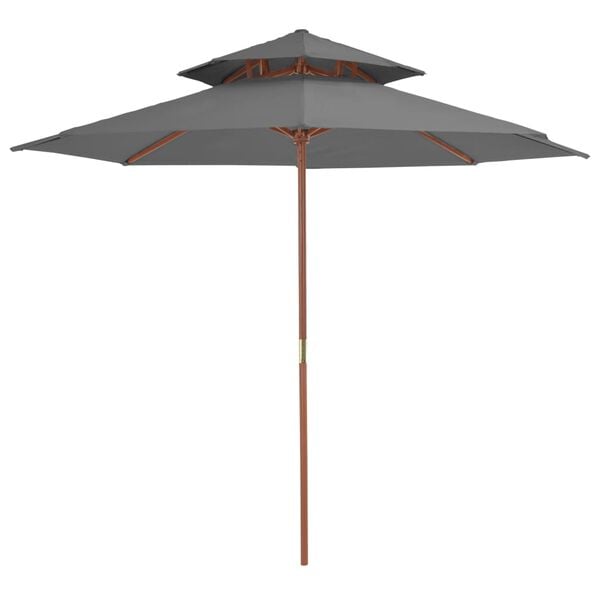 vidaXL Parasol Anthracite Laminated bamboo, hardwood, polyester