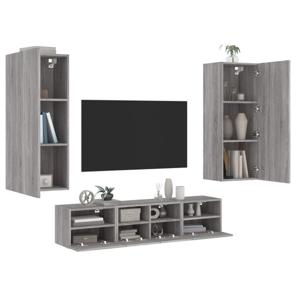 vidaXL TV Wall Unit Grey Sonoma Engineered wood 5 piece set