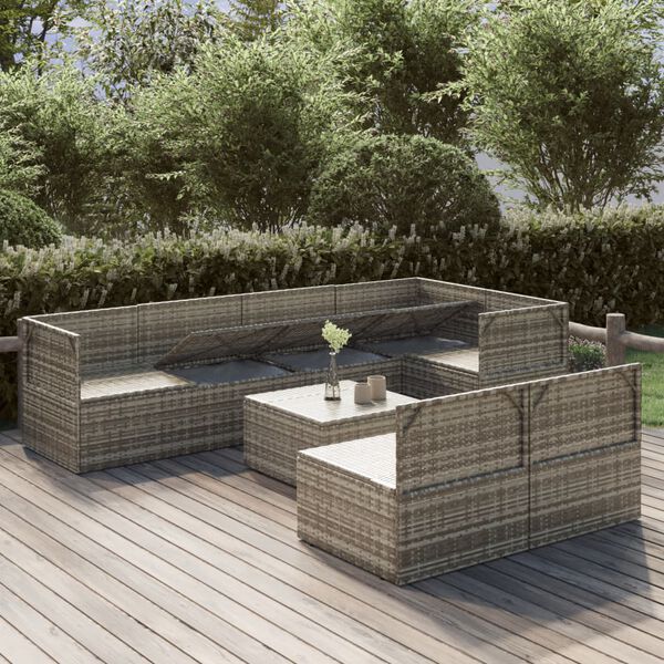 vidaXL Garden Lounge Set Grey PE rattan Large Modular