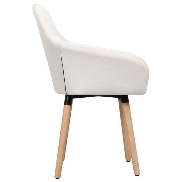 vidaXL Dining Chair Set of 2 Cream Fabric and solid wood legs Standard
