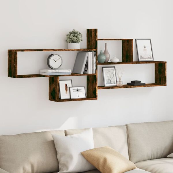 vidaXL Wall Shelf Smoked Oak 65.9x7.1x26.8" Engineered Wood