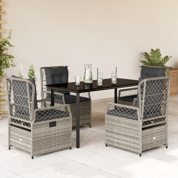 vidaXL Garden Dining Set Grey, Black, Dark Grey