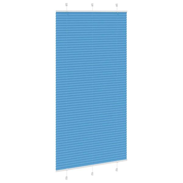 vidaXL Pleated Blind Blue 100% Polyester Medium Adjustable Armrests