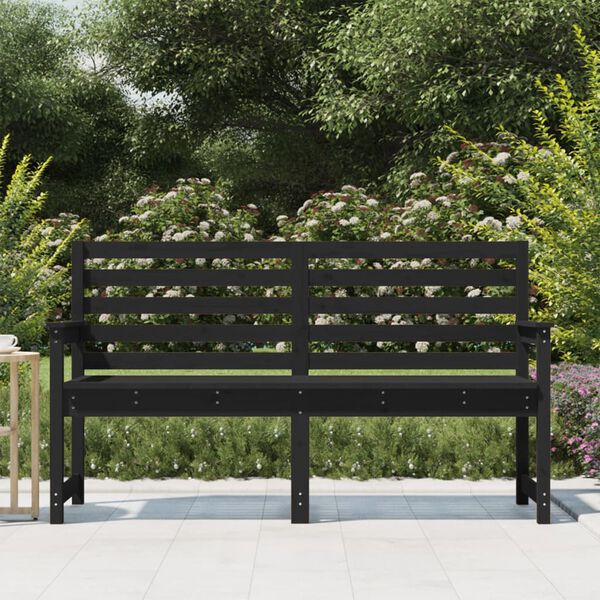 vidaXL Garden Bench Black Solid pine wood Standard Durable