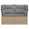 vidaXL Garden Sofa Beige Poly Rattan 2-seater Adjustable Feet