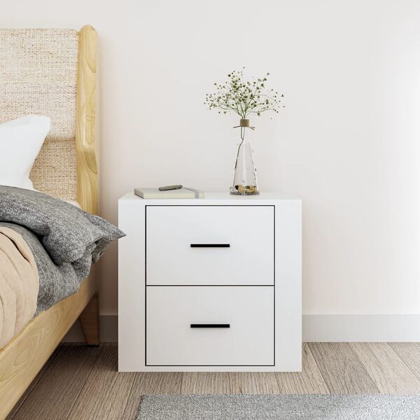 vidaXL Wall-mounted Nightstand White Engineered wood Medium