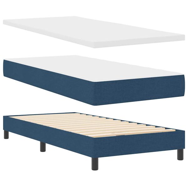 vidaXL Box Spring Bed with Mattress with Mattress Blue 35.4" x 78.7