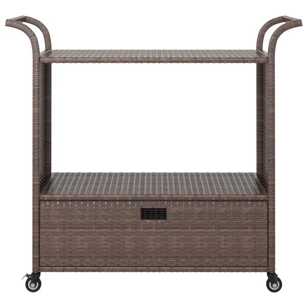 vidaXL Bar Cart with Drawer Brown 39.4"x17.7"x38.2" Poly Rattan