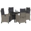 vidaXL Garden Dining Set with Cushion 5 pcs Grey Poly Rattan