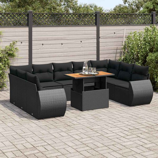 vidaXL Garden Sofa Set Black