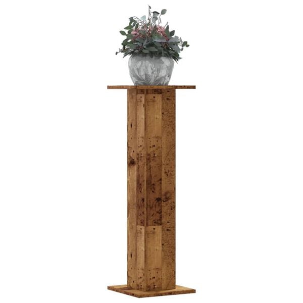 vidaXL Plant Stands 2 pcs Old Wood 11.8x11.8x37.4" Engineered Wood