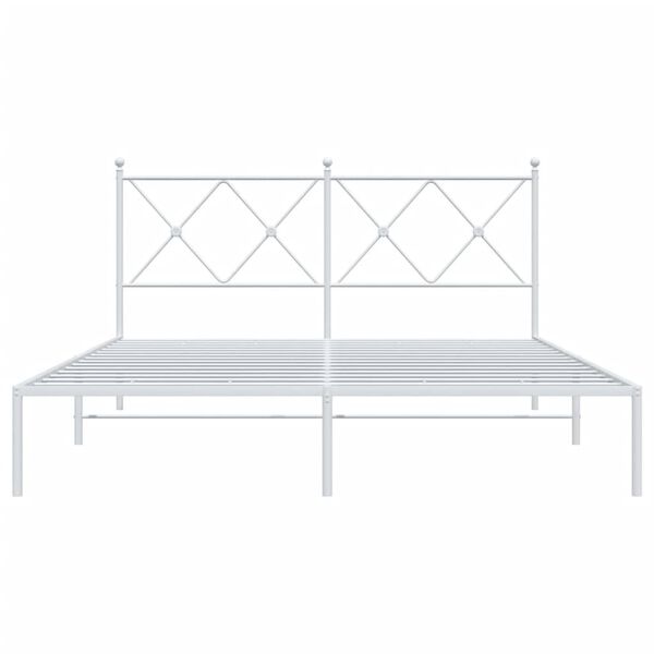 vidaXL Bed Frame White Powder-coated steel Full Bed Frame Rectangular
