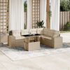 vidaXL Garden Sofa Set Beige PE Rattan Large Modular