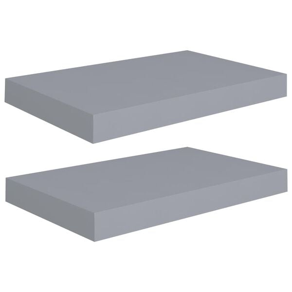 vidaXL Floating Wall Shelves 2 pcs Gray 15.7"x9.1"x1.5" MDF