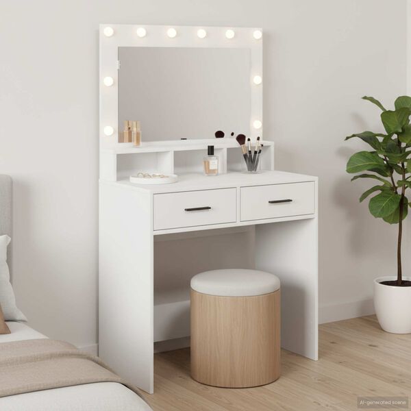 vidaXL Dressing Table White 79 x 41 x 135 cm Engineered Wood