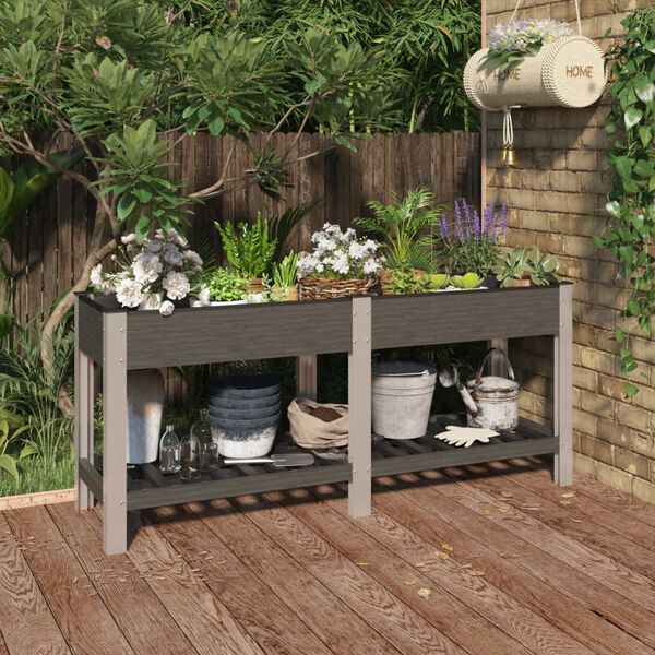 vidaXL Garden Raised Bed Grey Wood-plastic composite, Steel, Aluminum