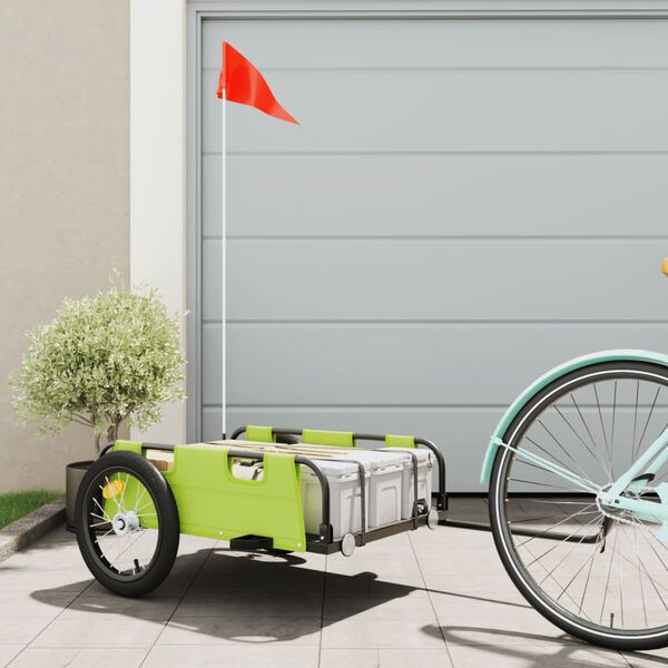 vidaXL Bike Trailer Green Oxford Fabric and Iron