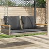 vidaXL Swing Bench with Cushions Grey 42.9x24.4x15.7" Poly Rattan