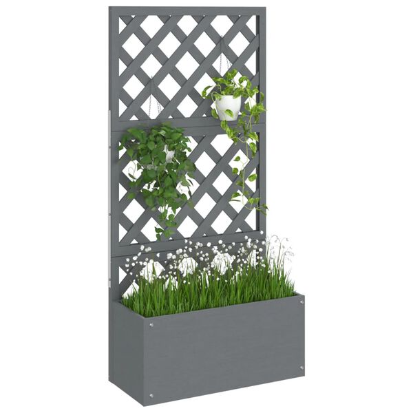 vidaXL Trellis Planter Grey Wood-plastic composite Tall Planters