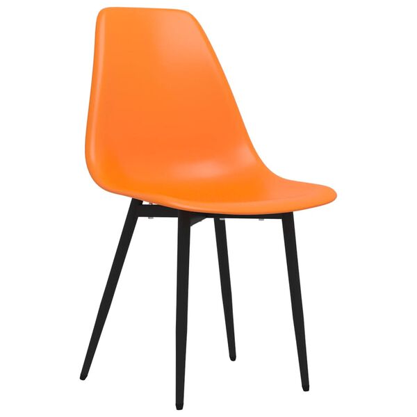 vidaXL Dining Chair Set of 6 Orange Polypropylene, Powder-Coated Metal