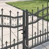 vidaXL Fence Gate with Spear Top Black 120.1"x 29.5" Powder-coated Steel