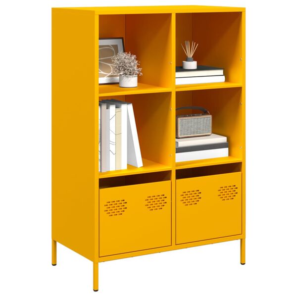 vidaXL Highboard Mustard Yellow Cold-rolled Steel 26.8x15.4x40.7 in