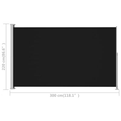 vidaXL Patio Retractable Side Awning 86.6"x118.1" Black