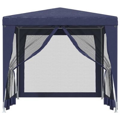 vidaXL Party Tent with 4 Mesh Sidewalls Blue 8.2'x8.2' HDPE