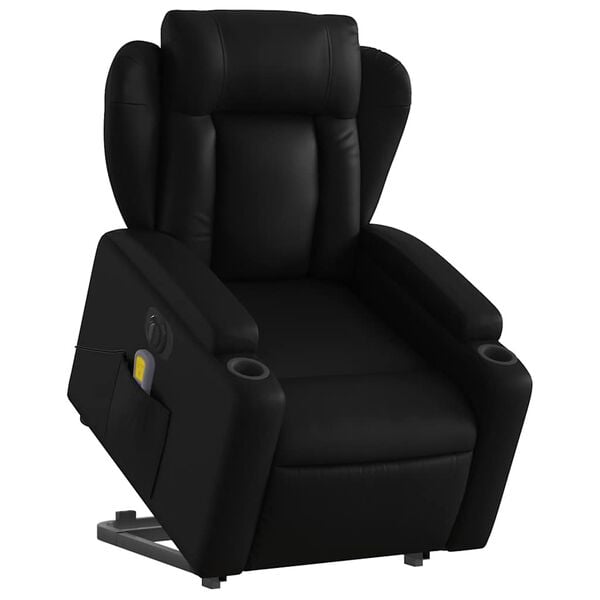 vidaXL Electric Stand up Massage Recliner Chair Black Faux Leather