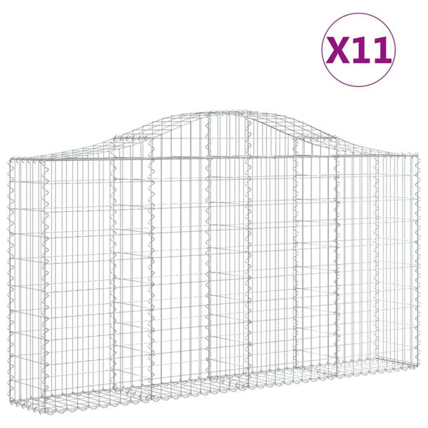 vidaXL Gabion Basket Set of 11 Silver Galvanized Iron Large Durable