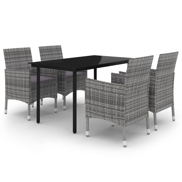 vidaXL Garden Dining Set Grey, Dark Grey, Black