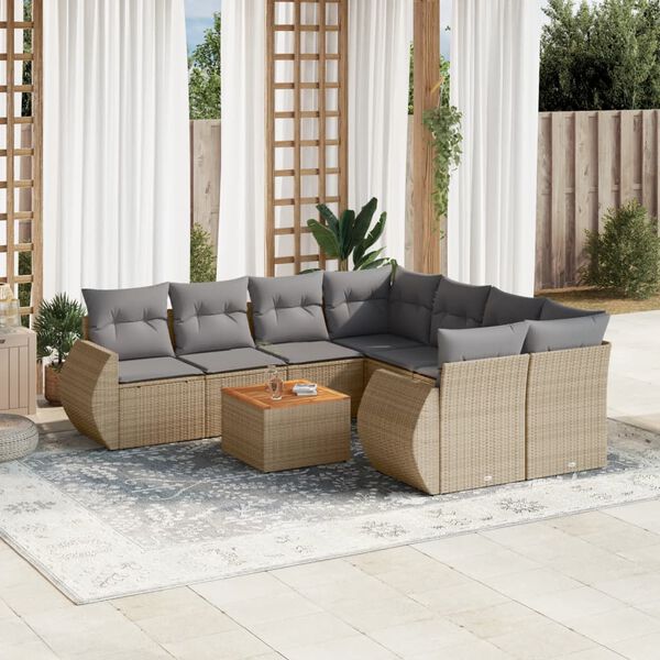 vidaXL Garden Sofa Set Beige, Light grey