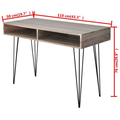 vidaXL Desk with 2 Compartments Gray