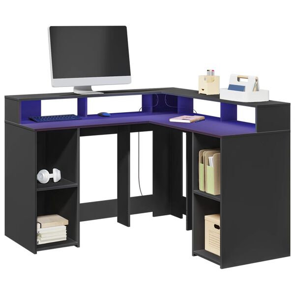 vidaXL Desk Black Engineered wood Large Desk Modern Computer Desk