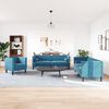 vidaXL 3 Piece Chesterfield Sofa Set with Bolsters Blue Velvet