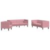 vidaXL 3 Piece Chesterfield Sofa Set with Bolsters Pink Velvet