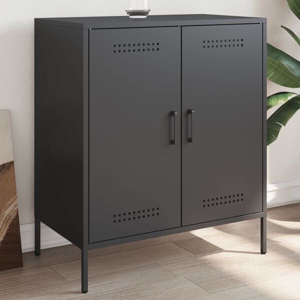 vidaXL Sideboard Black Steel 26.8 x 15.4 x 31.1 in Industrial