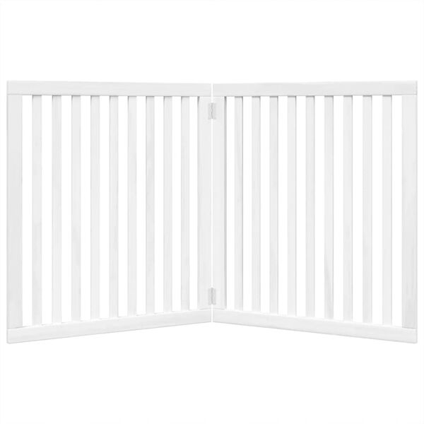 vidaXL Dog Gate Set of 2 White Poplar wood Adjustable Foldable